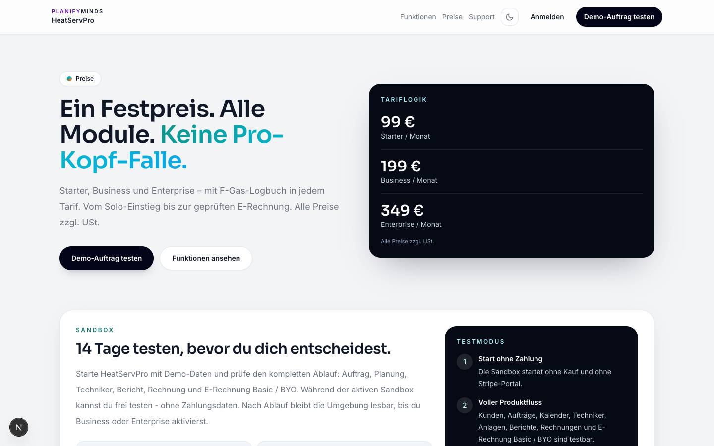 Screenshot: Preise